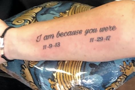 Parent Memory Tattoo, Parents Tattoos Honoring, I Am Because You Were Tattoo Grandma, Tattoos For Divorced Parents, Tattoos In Memory Of Parents, Grandpa Inspired Tattoo, Tattoo In Honor Of Parents, Honoring Parents Tattoo, I Am Because You Were Tattoo Mom