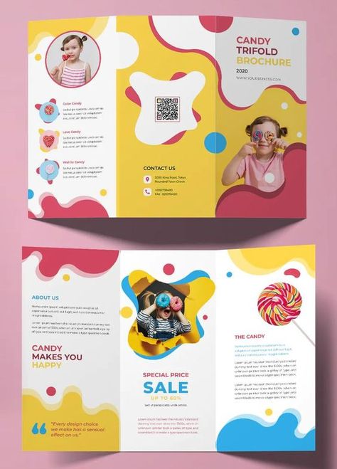 Trifold Brochure Template School Brochure Design Creative, Pamplet Layout Design, Brochure Design Creative Graphics, Graphic Design Tricks, Flayer Designs Ideas, Brochure Design Layout Templates, Kids Magazine Design, Brochure Graphic Design, Kids Brochures