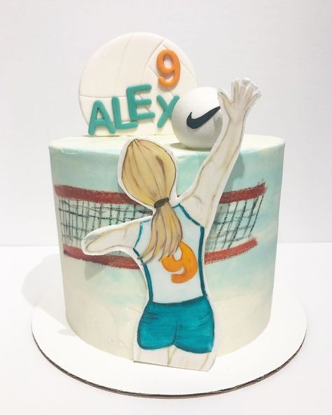 Volleyball Cake Ideas, Painted Volleyball, Volleyball Treats, Hip Hop Birthday Cake, Volleyball Birthday Cakes, Volleyball Cake, Volleyball Birthday Party, Volleyball Birthday, Cake Designs For Girl