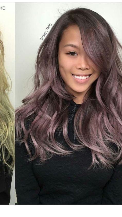 Mauve Brown Hair, Ashy Pink, Dark Brown Hair With Blonde Highlights, Lavender Hair Colors, Brown Ombre Hair, Lilac Hair, Balayage Hair Dark, Hair Dark, Brown Hair With Blonde Highlights