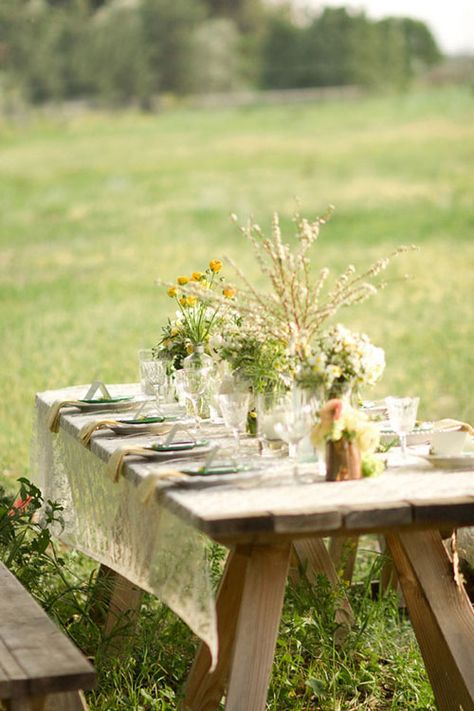 . Table Set Up, A Picnic, Picnic Table, Table Set, In The Middle, Outdoor Table, The Middle, A Table, Lush