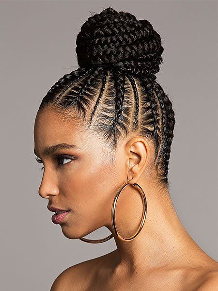 Braided Bun Styles, Bun Ideas, Goddess Braids Hairstyles, Long Box Braids, Box Braids Styling, Cornrow, Braided Bun, Cornrow Hairstyles, Cornrows Braids