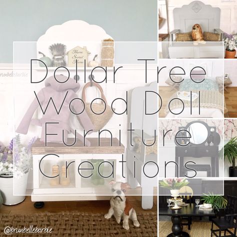 Wooden Doll House Furniture Diy, Diy Dollar Tree Dollhouse Furniture, How To Make Doll House Furniture Diy, Barbie Doll Furniture Diy How To Make, Diy Wood Dollhouse Furniture, Barbie Diy Furniture Easy, Dollar Tree Miniatures, Painting Dollhouse Furniture, Barbie House Furniture Diy How To Make