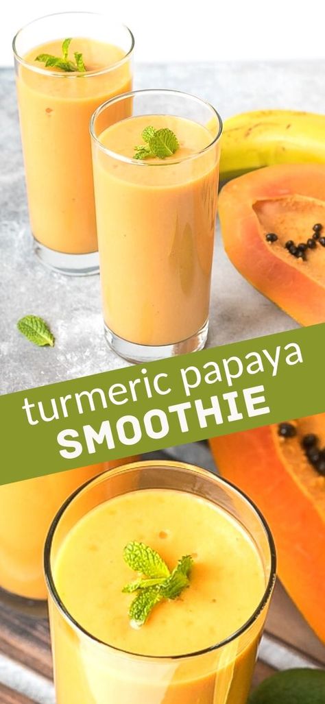 Papaya Juice Recipe, Papaya Drink, Papaya Juice, Papaya Recipes, Papaya Smoothie, Turmeric Smoothie, Turmeric Recipes, Healthy Fruit, Healthy Drinks Smoothies