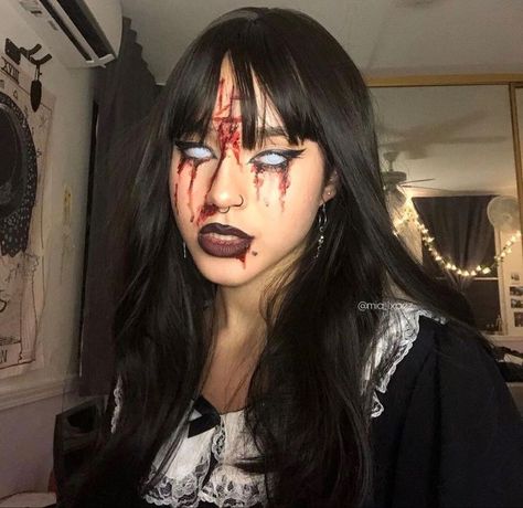 #halloweenmakeup #halloween #makeup #halloweencostume #makeupartist #mua #sfxmakeup #horror #sfx #spookyseason #cosplay #makeupideas #spooky #happyhalloween #makeuptutorial #scary #art #halloweenmakeupideas #halloweenparty #halloweendecor #creativemakeup #october #facepaint #daysofhalloween #makeuplooks #creepy #love #horrormakeup #beauty #photography Halloween Makeup Blood, Creepy Love, Blood Makeup, E Girl Makeup, Vampy Makeup, Horror Make-up, Punk Makeup, Holloween Costume, Halloween Makeup Inspiration