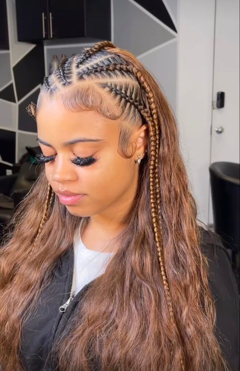 Half Braids Half Sew In, Half Sewin Half Braids, Quick Weave With Braids, Half And Half Braids, Half Sew In Half Braids, Half Head Braids, Half Braids Half Sew In Weave, Braids In The Front Natural Hair, Half Braids