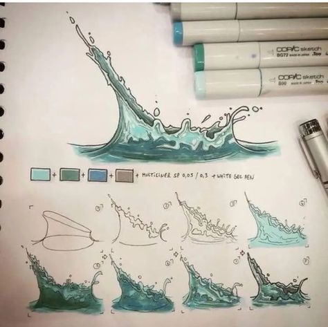 Beautiful Pencil Drawings, Water Drawing, Marker Drawing, Bullet Journal Doodles, Alcohol Markers, Journal Doodles, Acrylic Pour, Pour Painting, Marker Art