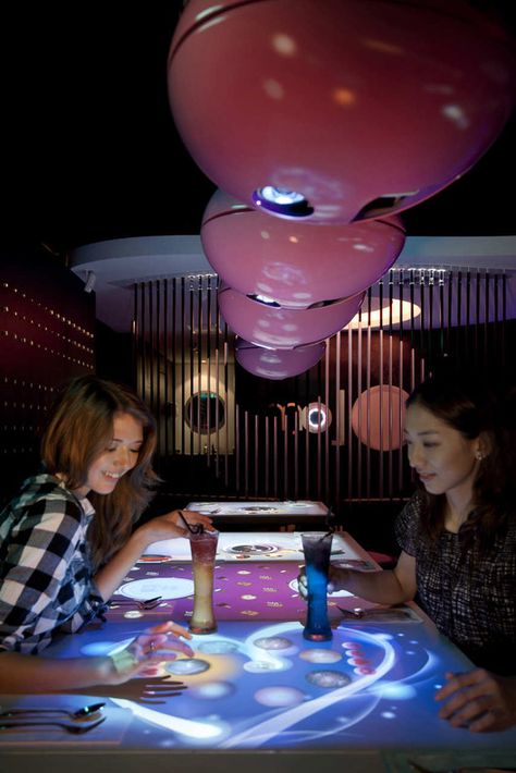 Interactive Restaurant, Digital Exhibition, Interactive Lighting, Interactive Table, White Restaurant, Andermatt, Interactive Museum, Public Space Design, Ladies Room