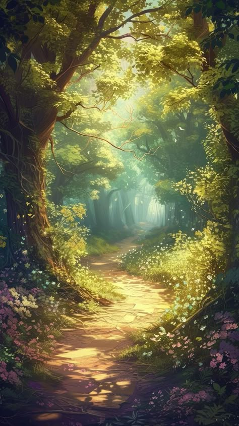 Vintage art prints nature landscape sunlight. | free image by rawpixel.com / Boom Creative Backdrops, Forest Painting, Forest Art, Fantasy Art Landscapes, Art And Illustration, 판타지 아트, Vintage Art Prints, Environment Concept Art, Anime Scenery Wallpaper