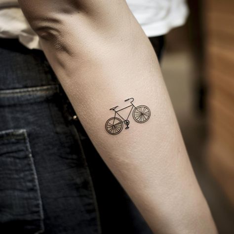 Tandem Bicycle Tattoo, Bicycle Tattoos For Men, Adventure Symbol, Cycling Tattoo, Bike Tattoo, Bicycle Tattoo, Tattoo On Forearm, Tandem Bicycle, Bike Tattoos