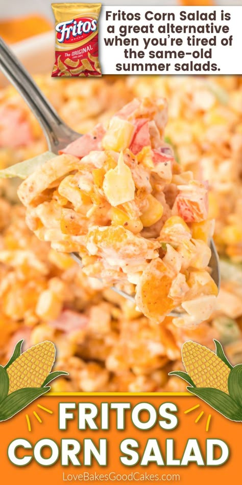 Fritos Corn Salad Corn And Dorito Salad, Mexican Corn Salad With Fritos, Corn Salad With Doritos, Dorito Corn Salad Recipe, Crunchy Fritos Corn Salad, Cold Corn Salads Recipes, Cold Easy Side Dishes, Cold Corn Salad With Fritos, Fritos Corn Salad Recipe