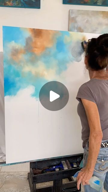 Clouds Abstract Painting, Landscape Abstract, Acrylic Paint Clouds, Abstract Cloud Painting Acrylic, Abstract Landscape Art, How To Layer Acrylic Paint Abstract Art, Acrylic Paint Clouds Tutorial, Abstract Painting Techniques Tutorials, Abstract Art Tutorial