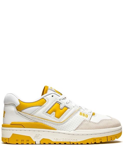 Fire Shoes, Balance 550, Yellow Sneakers, Jordan Shoes Girls, Gold Sneakers, Yellow Shoes, Perforated Leather, New Balance Shoes, Leather Collar