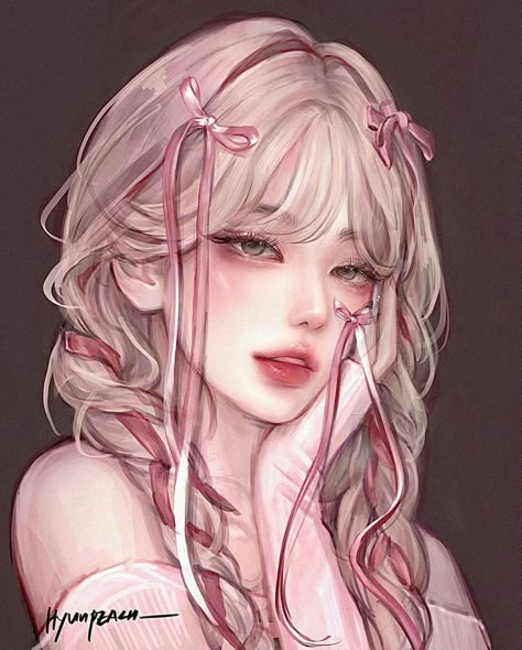 On Instagram Hyunpeach Art, Anime Girlies Cute, Female Digital Art, Whatsapp Wallpaper Cute, Digital Art Anime, Realistic Art, Cute Profile Pictures, Art Portrait, Cute Art Styles