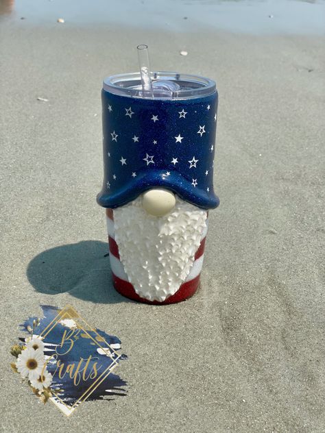 3d Epoxy Tumblers, How To Make 3d Tumblers, Gnome Starbucks Cup, Gnome Tumbler Ideas, 3d Tumblers, Gnome 3d Tumblers, Patriotic Tumbler, Gnome Tumbler, Epoxy Cups