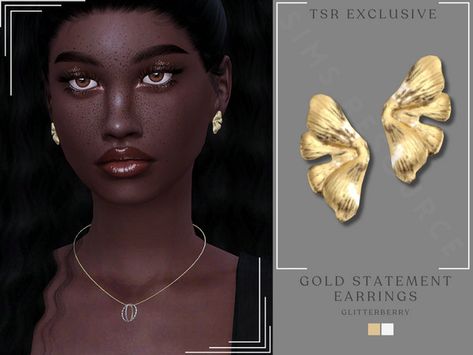 Sims Earings, Snow Earrings, Star And Moon Necklace, Goth Earrings, Gold Jewellry, Lady In Waiting, Jade Crystal, Sims 4 Cas, Gold Statement Earrings