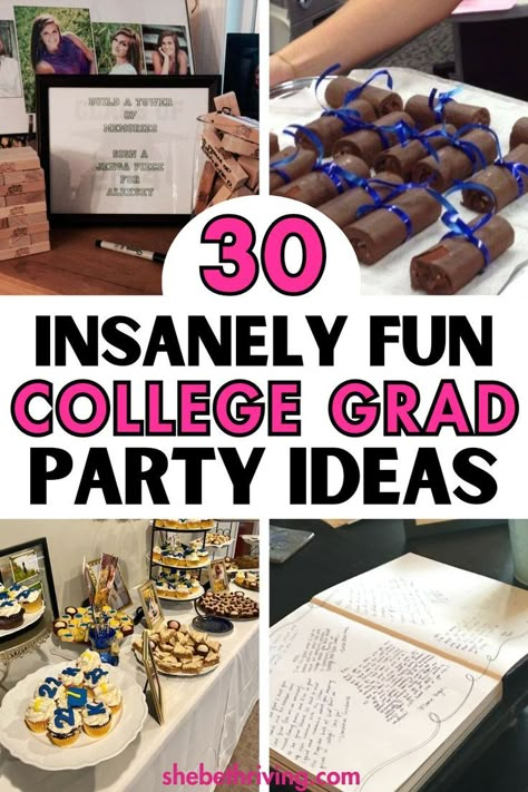 College Grad Party IDeas Winter Graduation Party, Grad Party Diy, Graduation Party Planner, College Grad Party Ideas, Easy Graduation Party Food, Graduation Bbq Party, College Party Ideas, College Graduation Party Favors, Graduation Party Colors