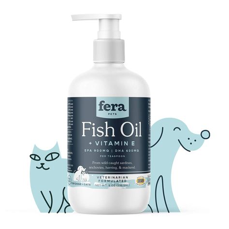 FERA PET ORGANICS Fish Oil for Dog and Cat with DHA, EPA, Vitamin E and Omega-3 Fatty Acids   Help Dry, Flaky, Itchy Skin wit Fish Oil For Dogs, Cat Vitamins, Pet Vitamins, Fish Oil Vitamins, Dog Skin Care, Mom Essentials, Organic Vitamins, Oils For Dogs, 3 Dogs