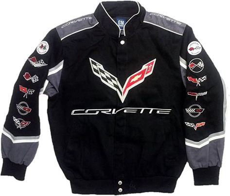 Race Car Jacket, Racing Apparel, Cotton Twill Jacket, Races Outfit, Corvette C7, Racing Jacket, Twill Jacket, Chevy Corvette, Cool Jackets