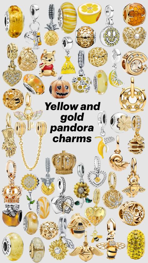 Yellow and gold pandora charms #pandora #pandoracharms #yellowcharms #pandorayellow #goldpandora #jewellerywishlist #jewellery Gold Pandora, Pandora Gold, Charms Pandora, Pandora Bracelet Charms, Pandora Charm, Stockholm Fashion, Pandora Bracelets, Pandora Bracelet, Gold Charm