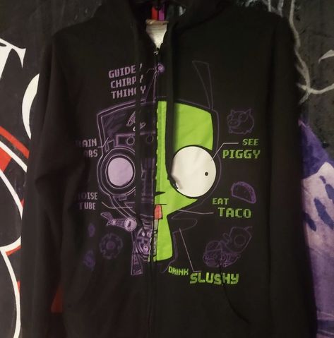 Invader Zim, Emo Outfits, Slushies, Fall Weather, Osprey Backpack, In The Fall, Hot Topic, Sweater Jacket, The Fall