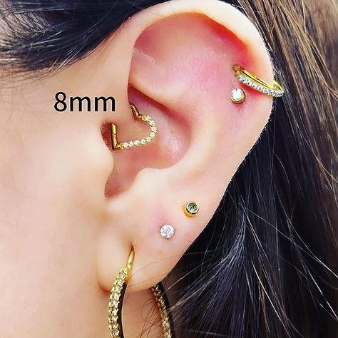 Heart Daith Piercing Jewelry 16G 8mm 10mm Left Ear - ASTM F136 Titanium Clicker Daith Earrings for Women & Men Heart Daith Piercing, Heart Daith, Titanium Piercing, Nose Ring Septum, Tragus Ring, Daith Piercing Jewelry, Hinged Ring, Daith Earrings, Septum Jewelry