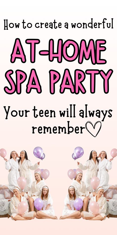 If you're looking for a fun and unique way to celebrate a special occasion like a birthday or graduation for your teenager, why not throw them an at-home spa party? Spa parties are all about relaxing, being pampered, and having fun. So follow this step-by-step guide to planning and hosting a wonderful spa party, with every detail from spa party themes, to decor, spa party food, spa party games and spa party favours to create a wonderfully relaxing and memorable spa party for your teen daughter Teenage Bday Party Ideas, Spa Theme Party Ideas, Teenage Spa Party Ideas, Spa Party Adults, Facial Party Ideas For Women, Teen Spa Party 13th Birthday, Spa Night Party Ideas, Spa Night Birthday Party, Sweet 16 Spa Party Ideas