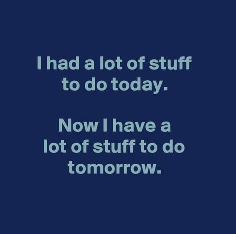 I had a lot of stuff to do today. Now I have a lot of stuff to do tomorrow. Forgetfulness Humor, True Sayings, Minnetonka Moccasins, To Do Today, Funny Mom Quotes, Moccasins Mens, Need A Laugh, Morning Humor, Mom Quotes