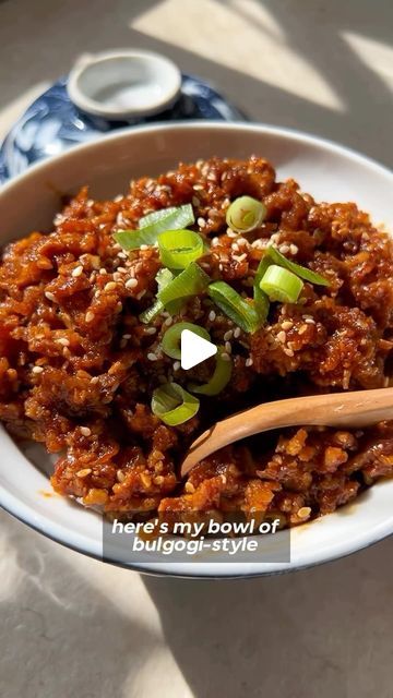 @plantbased on Instagram: "Follow @plantbased ✅💯Bulgogi-Style Tofu Rice Bowl 🍚

Shredding tofu and baking or air-frying it to draw out excess creates a unique texture that almost resembles ground meat. The shredded tofu is then cooked down in a bulgogi-style sauce that’s spicy, savoury, a little sweet, and really tasty :)

📸 @thefoodietakesflight for the direct link! ✨

https://thefoodietakesflight.com/shredded-tofu-bulgogi/.
.
.
.
.
.
#thefoodietakesflight #tofu #tofurecipe #ricebowl #rice #bulgogi #tofurecipes #easymeals #foodreels #letscook #vegetarian #f52grams #recipevideo #asmrvideo #asmrfood #asianfood #foodies #asiancooking #heresmyfood #asianblogger #eatrealfood #food52" Tofu Bulgogi, Tofu Rice Bowl, Shredded Tofu, Rice Tofu, Tofu Rice, Bulgogi, Eat Real Food, Tofu Recipes, Air Frying