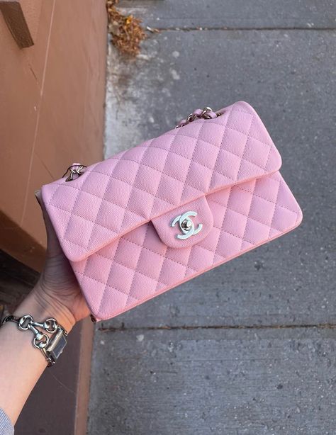 Pink Chanel Bag, Chanel Mini Bag, Handbag Hardware, Chanel Pink, Chanel Flap Bag, Chanel Mini, Pink Chanel, Chanel Purse, Pink Handbags