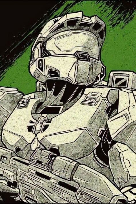 Master Chief Helmet Drawing, Master Chief Dibujo, Master Chief Drawing, Master Chief Art, Halo Pfp, Halo Drawings, Cortana Halo, Halo Funny, John 117