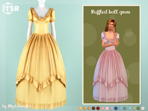 The Sims Resource - Ruffled ball gown Sims 4 Victorian Cc, The Sims 4 Cc Dress, Sims 4 Cc Dress, Ts4 Medieval, 1800s Dresses, Sims 4 Victorian, 1800's Dress, Sims 4 Historical, Vip Dress