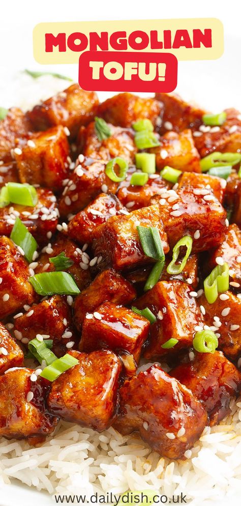 Crispy Mongolian Tofu Spicy Crispy Tofu, Vegan Wok Recipes, Chinese Food Recipes Vegetarian, Mongolian Tofu, Grated Tofu, Chinese Tofu Recipes, Tofu Lunch, Tofu Chickpea, Mongolian Sauce