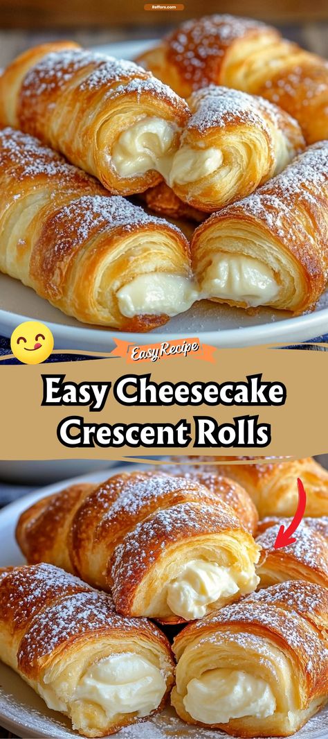 Cheesecake Crescent Rolls Crescent Dough Sheet Recipes, Cheesecake Crescent Rolls, Pillsbury Crescent Recipes, Easy Puff Pastry Desserts, Easy Crescent Roll Recipes, Crescent Roll Recipes Dessert, Pillsbury Crescent Roll Recipes, Crescent Roll Casserole, Recipes Using Crescent Rolls