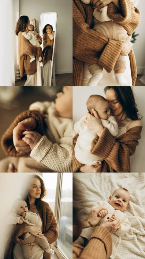 Casual Home Photoshoot, Newborn And Mommy Photoshoot, Two Month Baby Photoshoot, Mothers Photoshoot, Newborn And Mom Photoshoot, Mommy And Me Photo Shoot 4 Month Old, Baby Indoor Photoshoot, Family Baby Pictures, Diy Family Photoshoot