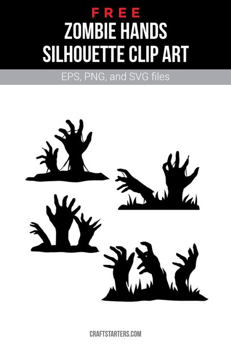 Zombie Hand Silhouette, Zombie Svg Free, Zombie Hand Coming Out Of Ground, Diy Zombie Decorations, Horror Silhouette, Halloween Hands, Zombie Crafts, Zombie Clipart, Zombie Silhouette