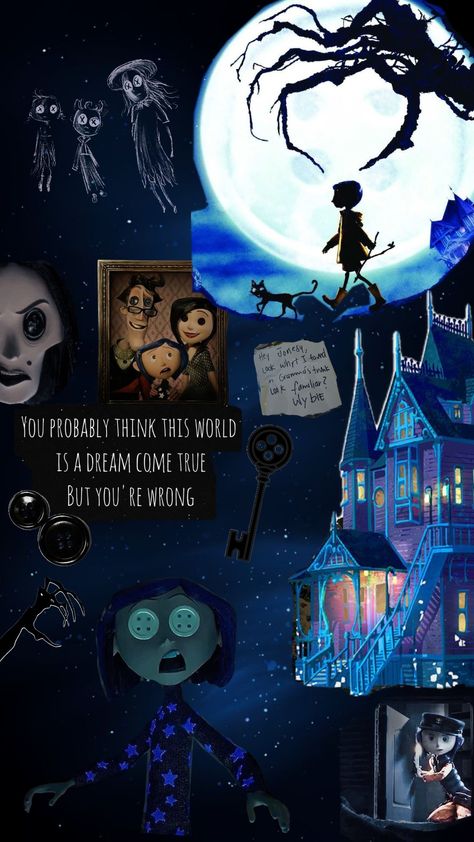 Coraline Nightmare #coraline Coraline Home Screen Ideas, Coraline Aesthetic Wallpaper, Coraline Background, Coraline Wallpaper Iphone, Coraline Theories, Coraline Quotes, Coraline Poster, Coraline Core, Coraline Wallpaper