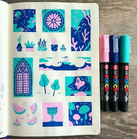 Posca Ideas, Posca Pen Art, Kunstjournal Inspiration, Illustration Design Graphique, Letters Ideas, Posca Pens, Arte Doodle, Posca Marker, Posca Art