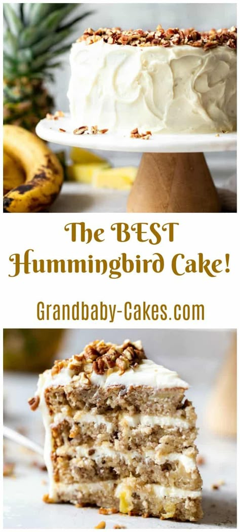 Best Hummingbird Cake, Hummingbird Cake Recipe, Hummingbird Cake Recipes, Hummingbird Cake, Moist Cake, Bird Cakes, Moist Cakes, Chopped Pecans, Food Cakes