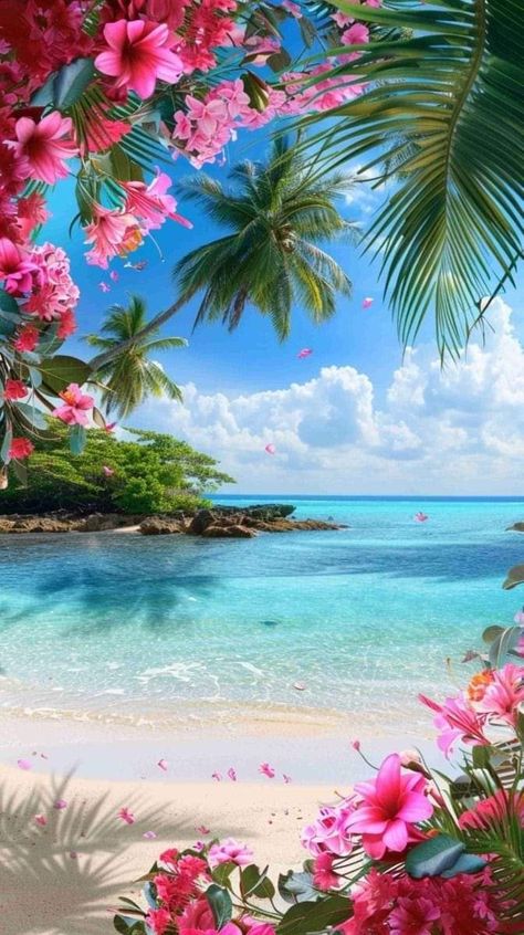 Tropical Beach Wallpaper, Beautiful Beach Pictures, Very Beautiful Flowers, Sunrise Painting, Wallpaper Flowers, Scenery Pictures, Tropical Wallpaper, Tropical Beaches, Beautiful Wallpapers Backgrounds