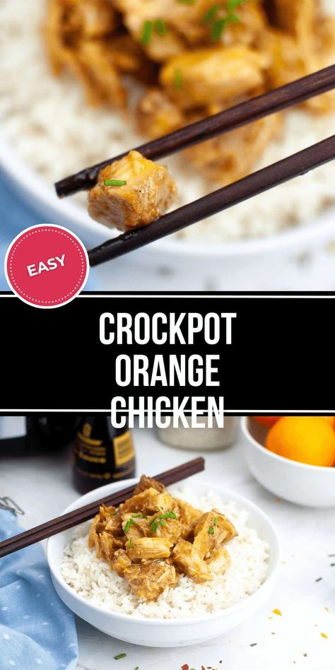 Crockpot orange chicken is an easy dinner you can make at home. Pieces of juicy chicken breast are slowly cooked to perfection with zesty flavors and seasonings, making a delicious meal just in time for dinner. Chicken Recipe Slow Cooker, Slow Cooker Orange Chicken, Crockpot Orange Chicken, Easy Orange Chicken, Orange Chicken Crock Pot, Juicy Chicken Breast, Chicken Crock Pot, Recipe Slow Cooker, Chicken Chunks