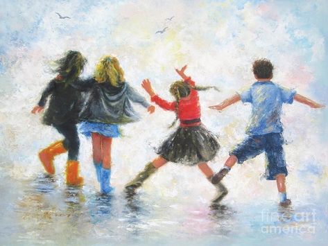 #friendships #relationships #parenting #family Three Sisters Art, Girls Bedroom Art, Boys Posters, Girls Room Wall Art, Rain Art, Kissing In The Rain, Sisters Art, Three Girls, Three Daughters