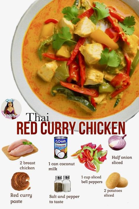 Red Thai Curry, Red Curry Chicken, Chicken Milk, Red Thai, Chicken Slices, Coconut Milk Curry, Coconut Chicken, Red Curry Paste, Thai Chicken