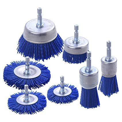 WENORA 7 Pack Abrasive Filament Nylon Wire Bristle Drill Wheel and Cup Brush Set - 1/4" Hex Drill Shank - Remove Rust, Paint,Corrosion Truck Bed Liner, Sanding Wood, Remove Rust, Rust Paint, Drill Set, Wire Wheel, How To Remove Rust, Brush Cleaner, Brush Set