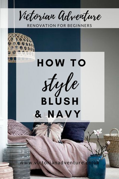 Navy Bedroom Decor, Blue And Pink Bedroom, Blush Bedroom, Blue Gray Bedroom, Navy Bedrooms, Navy Living Rooms, Navy Decor, Bedroom Blue, Pink Bedroom Decor