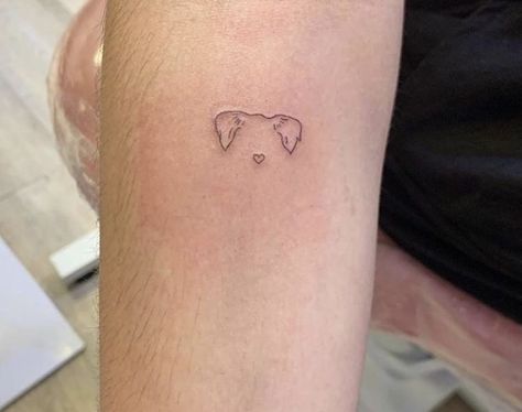 Small Dog Silhouette Tattoo, Cavapoo Tattoo Ideas, Half Animal Tattoo, Memorial Pet Tattoos, Pet Tattoos Cat, Dainty Dog Tattoos, Golden Doodle Tattoo, Goldendoodle Tattoo, Australian Shepherd Tattoo