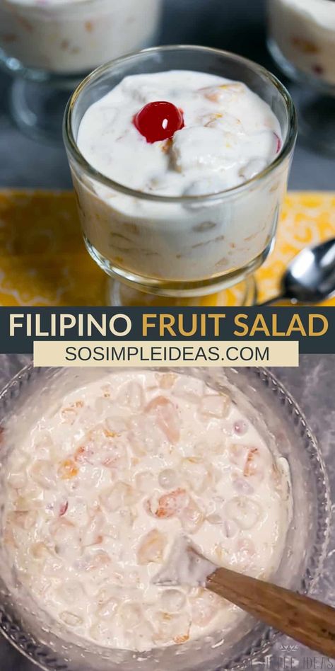 Fruit Salad With Cream Cheese, Fruit Salad With Whipped Cream, Fruit Salad With Cream, Filipino Fruit Salad, Salad Cobb, Salad Macaroni, Salad Simple, Salad Kale, Salad Cream