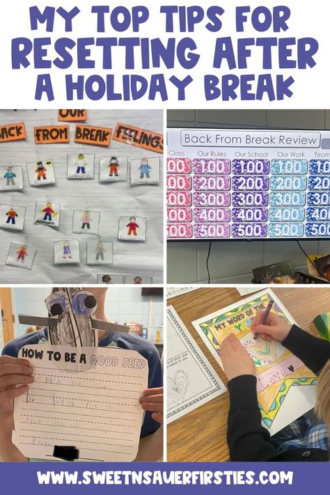 If you are an early elementary teacher, then you will want to learn my tips for resetting after a holiday break. It is important to take some social emotional learning time and check in with your students to see how they are doing. After the winter break, I have my early elementary classroom complete goal setting for students. I like to read the picture book, Word Collector, and have students pick a word of the year for kids. Don’t forget to build in classroom community time with games! After Winter Break Reset, Classroom After Winter Break, Reviewing Expectations After Break, Reset Classroom Behavior, Winter Break Reset, Reviewing Rules After Winter Break, January Classroom Reset, Back From Break Activities, Review Expectations After Break