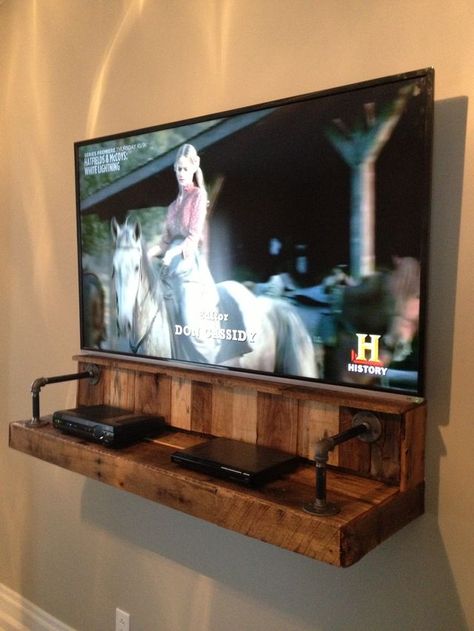 Best Tv Wall Mount, Tv Stand Ideas, Deco Tv, Floating Tv Shelf, Diy Entertainment, Rustic Tv Stand, Floating Tv, Tv Shelf, Flat Screen Tv