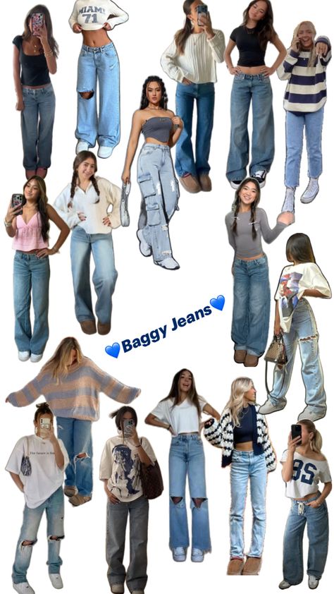 Baggy jeans outfit inspo👖 #outfitinspo #baggyjeans #baggyjeansoutfitinspo #falloutfitinspo #jeans #blue #clothing #style Blue Baggy Jeans Outfit, Baggy Jean Outfits, Blue Baggy Jeans, Baggy Jeans Outfit, Blue Clothing, Baggy Jean, Jeans Outfit, Outfit Inspo Fall, Baggy Jeans